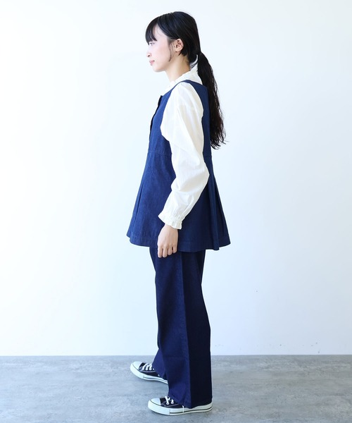 bulle de savon（ビュルデサボン）の「△８oz ムラ糸デニム ベスト（ベスト・レディース・ネイビー・FREE）」の10枚目の写真