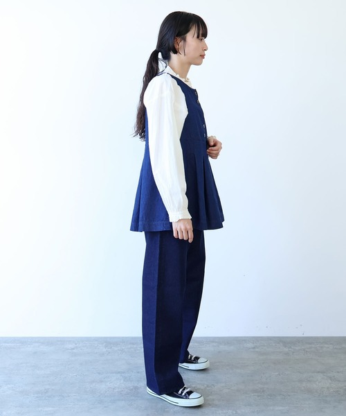 bulle de savon（ビュルデサボン）の「△８oz ムラ糸デニム ベスト（ベスト・レディース・ネイビー・FREE）」の12枚目の写真