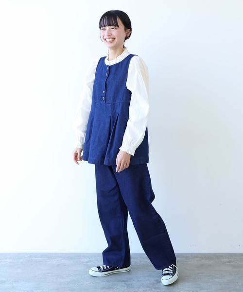 bulle de savon（ビュルデサボン）の「△８oz ムラ糸デニム ベスト（ベスト・レディース・ネイビー・FREE）」の13枚目の写真