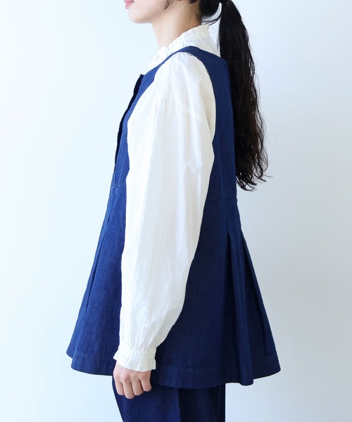 bulle de savon（ビュルデサボン）の「△８oz ムラ糸デニム ベスト（ベスト・レディース・ネイビー・FREE）」の15枚目の写真