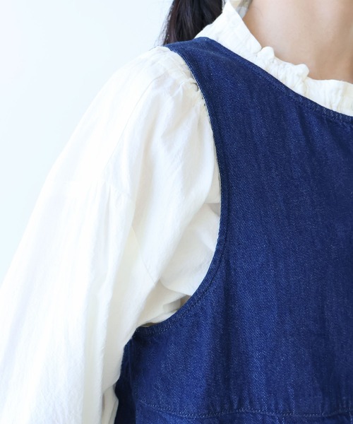 bulle de savon（ビュルデサボン）の「△８oz ムラ糸デニム ベスト（ベスト・レディース・ネイビー・FREE）」の18枚目の写真