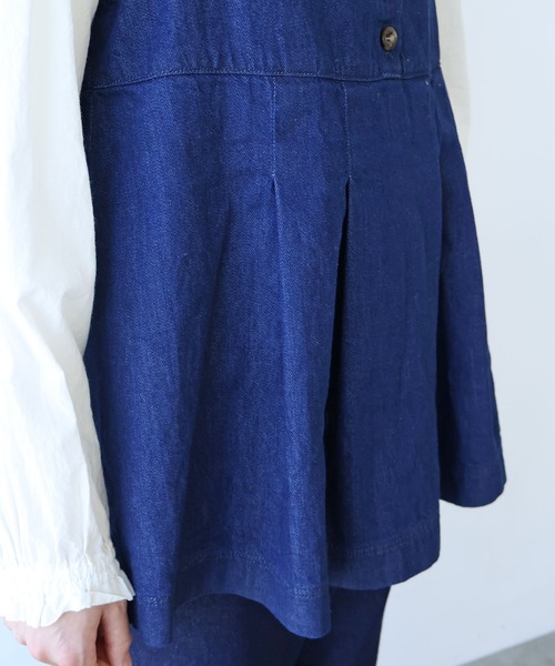 bulle de savon（ビュルデサボン）の「△８oz ムラ糸デニム ベスト（ベスト・レディース・ネイビー・FREE）」の20枚目の写真
