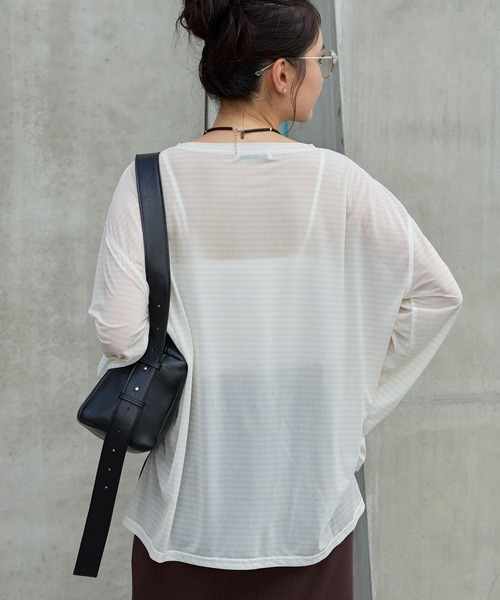 シアーボーダーオーバーサイズプルオーバー MONO-MART│MONO-MART