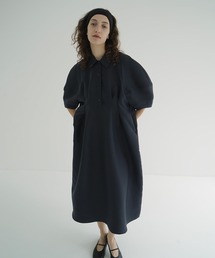 CＬAＮＥ(クラネ)ネイビー ひざ丈ワンピース 七分袖　サイズ38 CLANE/クラネ】SLASH SHOULDER ONEPIECE/スラッシュショルダー