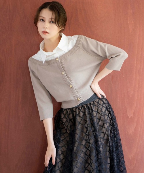 NOELA（ノエラ）の「【WEB限定カラーあり】シャツレイヤードライクニット（ニット/セーター・レディース・ブラック/ネイビー/ベージュ・フリー）」の2枚目の写真