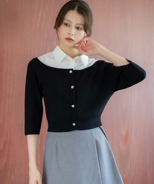 NOELA（ノエラ）の「【WEB限定カラーあり】シャツレイヤードライクニット（ニット/セーター・レディース・ブラック/ネイビー/ベージュ・フリー）」の6枚目の写真