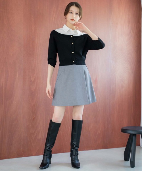 NOELA（ノエラ）の「【WEB限定カラーあり】シャツレイヤードライクニット（ニット/セーター・レディース・ブラック/ネイビー/ベージュ・フリー）」の8枚目の写真