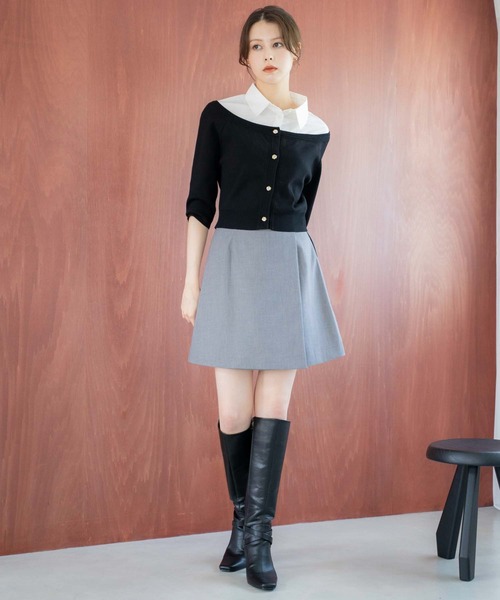 NOELA（ノエラ）の「【WEB限定カラーあり】シャツレイヤードライクニット（ニット/セーター・レディース・ブラック/ネイビー/ベージュ・フリー）」の9枚目の写真