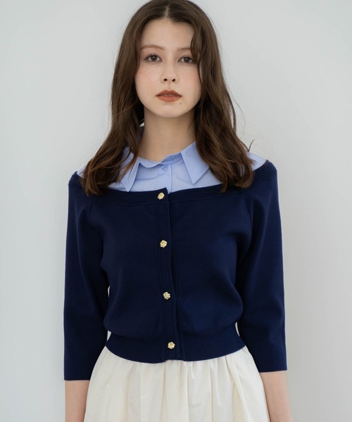 NOELA（ノエラ）の「【WEB限定カラーあり】シャツレイヤードライクニット（ニット/セーター・レディース・ブラック/ネイビー/ベージュ・フリー）」の10枚目の写真