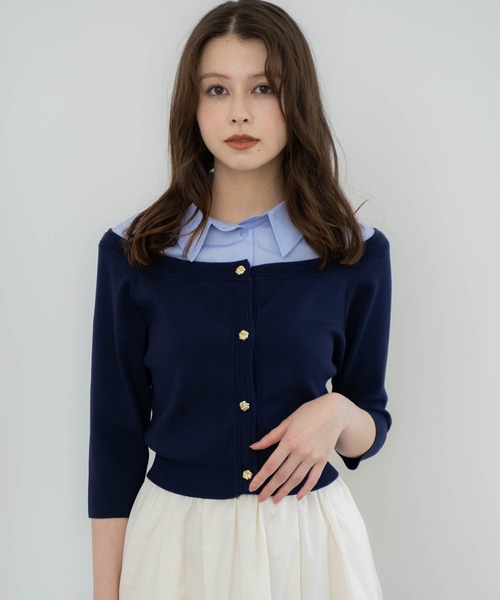 NOELA（ノエラ）の「【WEB限定カラーあり】シャツレイヤードライクニット（ニット/セーター・レディース・ブラック/ネイビー/ベージュ・フリー）」の11枚目の写真