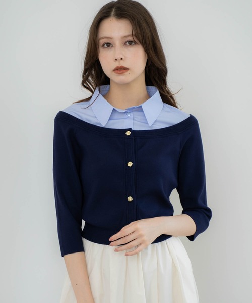 NOELA（ノエラ）の「【WEB限定カラーあり】シャツレイヤードライクニット（ニット/セーター・レディース・ブラック/ネイビー/ベージュ・フリー）」の13枚目の写真