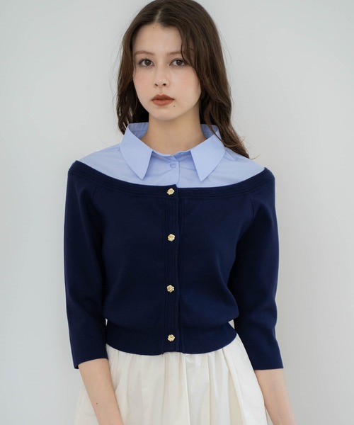 NOELA（ノエラ）の「【WEB限定カラーあり】シャツレイヤードライクニット（ニット/セーター・レディース・ブラック/ネイビー/ベージュ・フリー）」の14枚目の写真