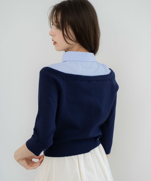 NOELA（ノエラ）の「【WEB限定カラーあり】シャツレイヤードライクニット（ニット/セーター・レディース・ブラック/ネイビー/ベージュ・フリー）」の15枚目の写真
