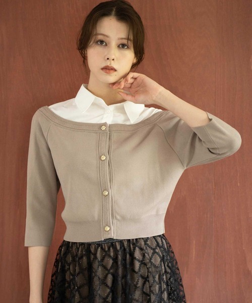 NOELA（ノエラ）の「【WEB限定カラーあり】シャツレイヤードライクニット（ニット/セーター・レディース・ブラック/ネイビー/ベージュ・フリー）」の18枚目の写真