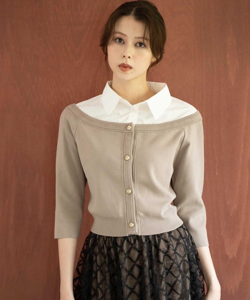 NOELA（ノエラ）の「【WEB限定カラーあり】シャツレイヤードライクニット（ニット/セーター・レディース・ブラック/ネイビー/ベージュ・フリー）」の19枚目の写真