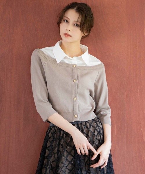 NOELA（ノエラ）の「【WEB限定カラーあり】シャツレイヤードライクニット（ニット/セーター・レディース・ブラック/ネイビー/ベージュ・フリー）」の20枚目の写真