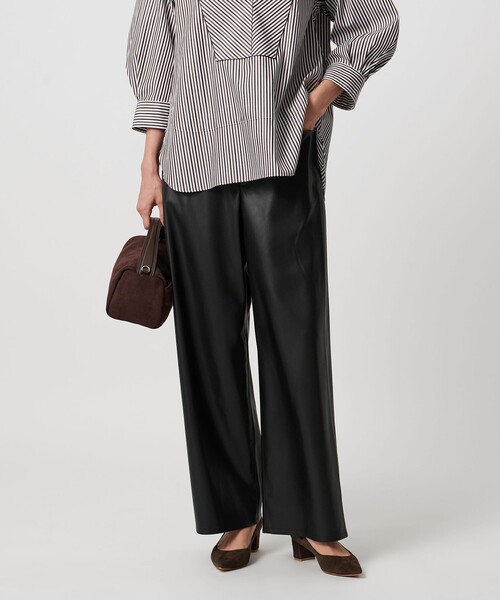 レザーライク ストレート パンツ ウォッシャブル（その他パンツ