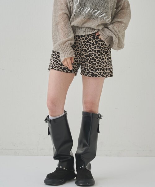 WHO'S WHO gallery(フーズフーギャラリー)の「レオパードジャガードショーツ(その他パンツ・レディース・ブラウン/ブラック・FREE)」の4枚目の写真