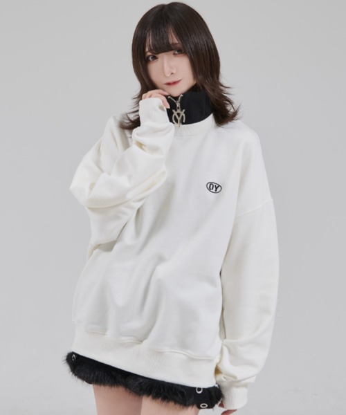 OY(オーワイ)の「『OY/オーワイ』LOGO ZIPPER SWEATSHIRT/ロゴ ジッパー スウェットシャツ(スウェット・レディース・ホワイト/ブラック・FREE)」の2枚目の写真