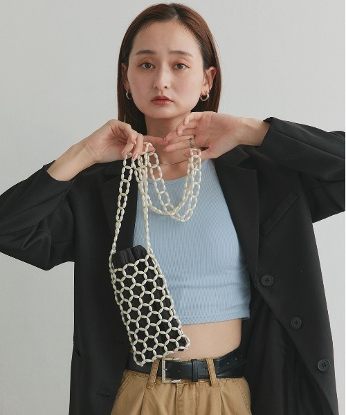 ad thie（アドティエ）の「ビーズ ミニショルダーバッグ（ショルダーバッグ・レディース・シルバー/ブラック/ホワイト・FREE）」の2枚目の写真