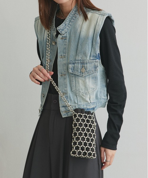 ad thie（アドティエ）の「ビーズ ミニショルダーバッグ（ショルダーバッグ・レディース・シルバー/ブラック/ホワイト・FREE）」の3枚目の写真