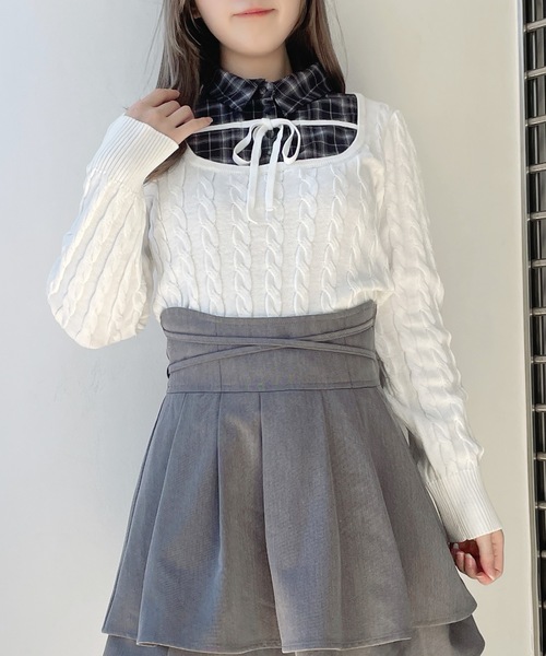 セール】レイヤードケーブルニット（ニット/セーター）｜abc une face