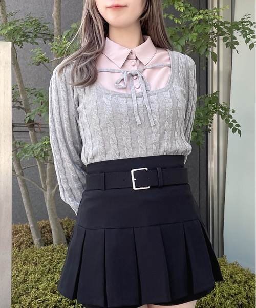 セール】レイヤードケーブルニット（ニット/セーター）｜abc une face