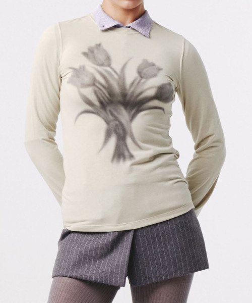 Kijun(キジュン)の「Kijun/キジュンRomantic Jersey Top(Tシャツ/カットソー・レディース・ブラウン/アイボリー・SMALL)」の1枚目の写真