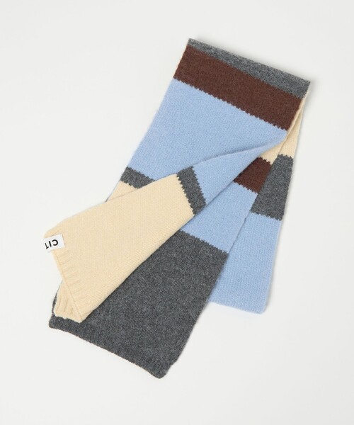 CITEN（シテン）の「＜CITEN＞カラーボーダーストール（ストール/ショール・レディース・ライトブルー/オレンジ・FREE）」の3枚目の写真