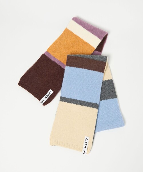 CITEN（シテン）の「＜CITEN＞カラーボーダーストール（ストール/ショール・レディース・ライトブルー/オレンジ・FREE）」の10枚目の写真