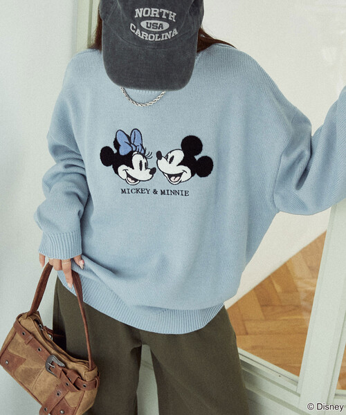 PUBLUX(パブリュクス)の「PUBLUX/パブリュクス Mickey Mouse&Minnie Mouse/ミッキーマウス&ミニーマウス 相良刺繍 オーバーサイズニット 限定展開(ニット/セーター・レディース・サックスブルー/オフホワイト/グレー・フリ-)」の13枚目の写真