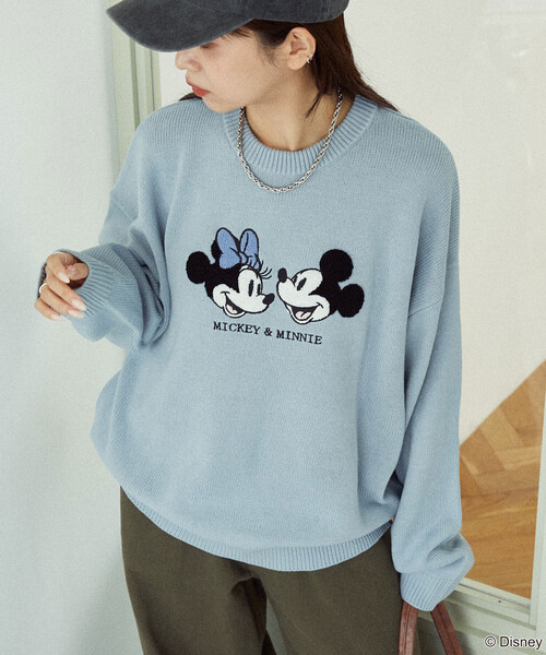 PUBLUX(パブリュクス)の「PUBLUX/パブリュクス Mickey Mouse&Minnie Mouse/ミッキーマウス&ミニーマウス 相良刺繍 オーバーサイズニット 限定展開(ニット/セーター・レディース・サックスブルー/オフホワイト/グレー・フリ-)」の15枚目の写真