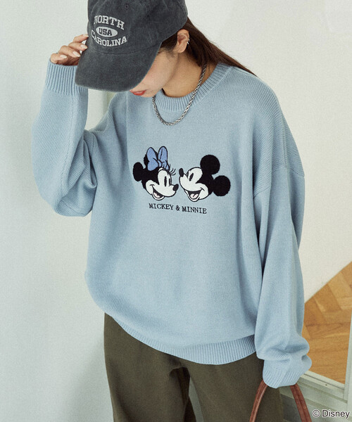 PUBLUX(パブリュクス)の「PUBLUX/パブリュクス Mickey Mouse&Minnie Mouse/ミッキーマウス&ミニーマウス 相良刺繍 オーバーサイズニット 限定展開(ニット/セーター・レディース・サックスブルー/オフホワイト/グレー・フリ-)」の20枚目の写真