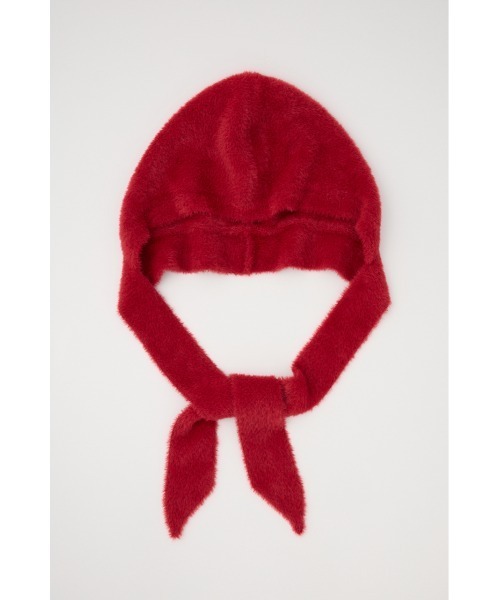 SLY（スライ）の「SHAGGY RIBBON BALACLAVA シャギー リボン バラクラバ 秋服 冬服（ニットキャップ/ビーニー・レディース・アイボリー/レッド・FREE）」の4枚目の写真