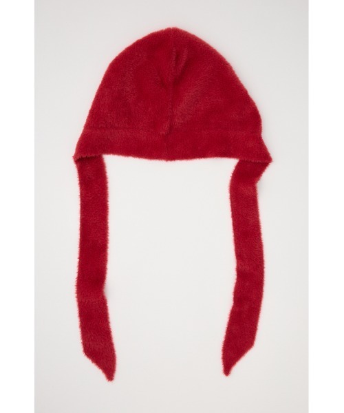 SLY（スライ）の「SHAGGY RIBBON BALACLAVA シャギー リボン バラクラバ 秋服 冬服（ニットキャップ/ビーニー・レディース・アイボリー/レッド・FREE）」の3枚目の写真