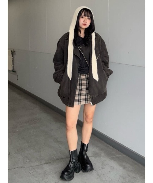 SLY（スライ）の「SHAGGY RIBBON BALACLAVA シャギー リボン バラクラバ 秋服 冬服（ニットキャップ/ビーニー・レディース・アイボリー/レッド・FREE）」の15枚目の写真