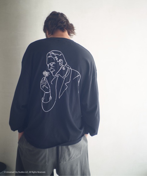 ADAM PATEK(アダムパテック)の「ADAMPATEK/Frankenstein flower stitch long sleeve/フランケンシュタイン刺繍コラボロンT(Tシャツ/カットソー・メンズ・ホワイト/ブラック・1/2)」の1枚目の写真
