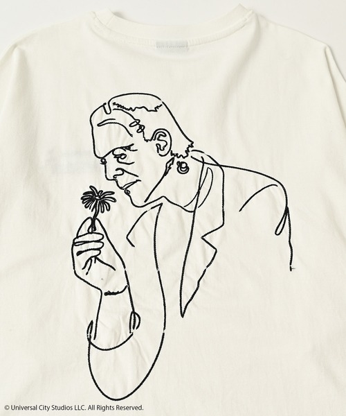 ADAM PATEK(アダムパテック)の「ADAMPATEK/Frankenstein flower stitch long sleeve/フランケンシュタイン刺繍コラボロンT(Tシャツ/カットソー・メンズ・ホワイト/ブラック・1/2)」の6枚目の写真