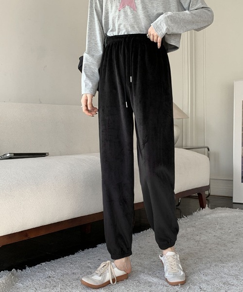 shoppinggo（ショッピングゴー）の「裏起毛 パンツ ワイドパンツ  2タイプ ジョガーパンツ レディース（その他パンツ・レディース・ベージュ系その他/ブラック/ブラック系その他/ベージュ・FREE）」の2枚目の写真