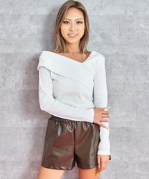 ANAP（アナップ）の「変形デザイン リブ ロングスリーブ トップス（Tシャツ/カットソー）」
