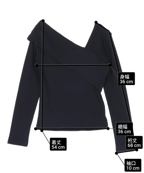 ANAP（アナップ）の「変形デザイン リブ ロングスリーブ トップス（Tシャツ/カットソー・レディース・ホワイト/ブラック/ブラウン/レッド・F）」の14枚目の写真