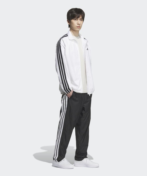 セール】スリーストライプス ルーズフィット 起毛トリコット裏地付き