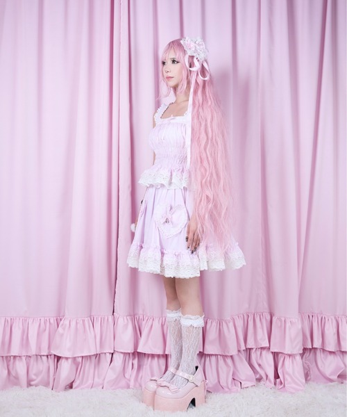 AVENCHUMU（アバンチュウム）の「Skull illustration print heart skirt（スカート・レディース・ピンク/ホワイト/ブラック・FREE/XS）」の8枚目の写真