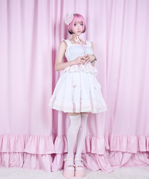 AVENCHUMU（アバンチュウム）の「Skull illustration print heart skirt（スカート・レディース・ピンク/ホワイト/ブラック・FREE/XS）」の6枚目の写真