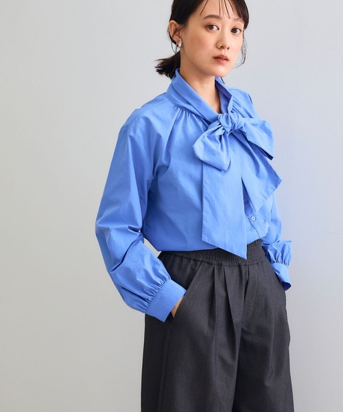 CROSS FUNCTION（クロスファンクション）の「《シワになりにくい》リボンボウタイボリュームシャツ【CROSS FUNCTION/クロスファンクション】（シャツ/ブラウス・レディース・オフホワイト/サックスブルー・LL/M/L）」の19枚目の写真