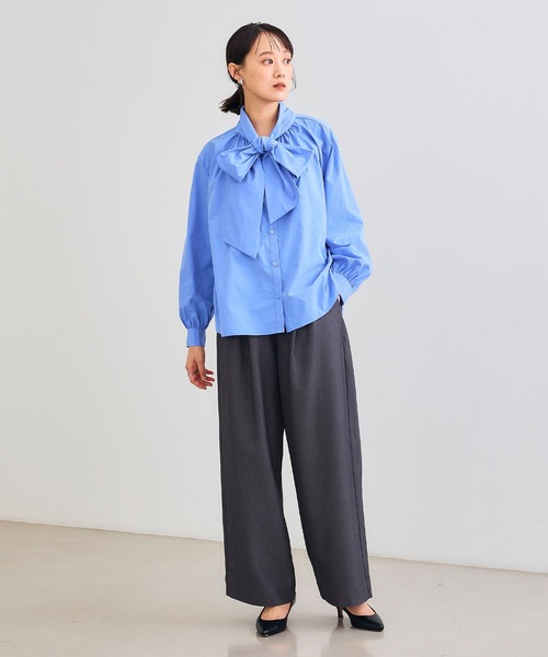 CROSS FUNCTION（クロスファンクション）の「《シワになりにくい》リボンボウタイボリュームシャツ【CROSS FUNCTION/クロスファンクション】（シャツ/ブラウス・レディース・オフホワイト/サックスブルー・LL/M/L）」の21枚目の写真