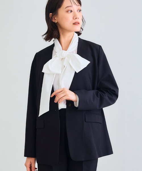 CROSS FUNCTION（クロスファンクション）の「《シワになりにくい》リボンボウタイボリュームシャツ【CROSS FUNCTION/クロスファンクション】（シャツ/ブラウス・レディース・オフホワイト/サックスブルー・LL/M/L）」の13枚目の写真