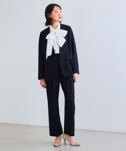 CROSS FUNCTION（クロスファンクション）の「《シワになりにくい》リボンボウタイボリュームシャツ【CROSS FUNCTION/クロスファンクション】（シャツ/ブラウス・レディース・オフホワイト/サックスブルー・LL/M/L）」の14枚目の写真