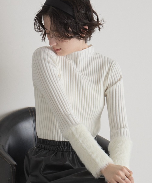袖ファーリブニットトップス（ニット/セーター）｜&. NOSTALGIA