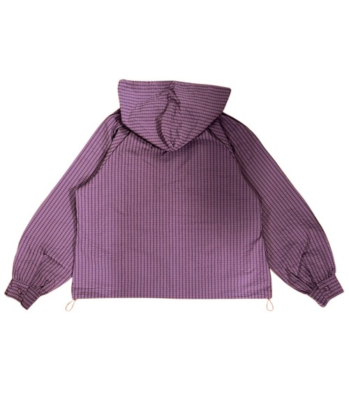 セール】ナイロンチェックフードブルゾン/トレンド 韓国(CZ)（ナイロン